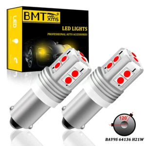 2pcs Canbus Error Free 24-SMD 120° Bay9s H21W 64136 Red LED Light Bulbs Lamps - Picture 1 of 8