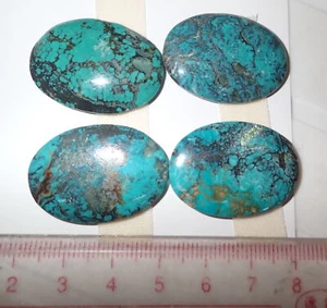 Turquoise Stone Oval 30x22 mm Flat Cabochon 73.5 Carat 4 pieces 14.7 gram - Picture 1 of 4
