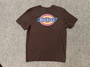 Dickies Men Short Sleeve Tri-Color Back Logo Graphic T-Shirt Brown Sz Large - Picture 1 of 5