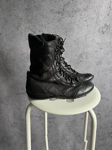 Vintage Just Cavalli Women’s High Top Sneakers Moto Style Monogram Unisex 27 cm - Foto 1 di 24