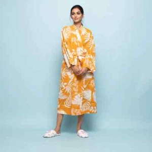 1PC Indian Printed 100% Cotton Long Hippie Maxi Women Nightwear kimono sleepwaer - Picture 1 of 4