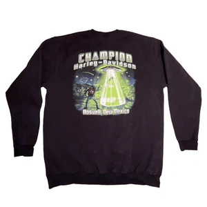 Harley Davidson Champion New Mexio Alien abduction Black Sweater Men's  XL - Picture 1 of 7