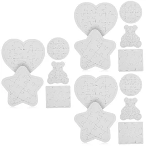 15 pz orso puzzle vuoto quadrato rotondo pentagramma carta a forma di cuore puzzle - Foto 1 di 12