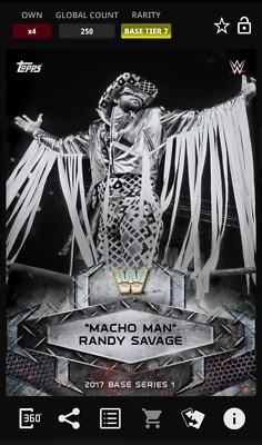 Topps WWE Slam 2017 Macho Man Randy Savage Steel Base Tier 7 Digital 250cc - Image 1 of 2