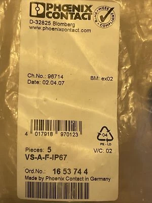 5 unidades Phoenix Contact VS-A-F-IP67.        1653744 Foto 1 de 4