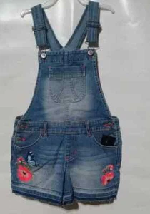 Jordache Girls Floral Button Embroidered Shortall, Medium Enzyme Size L (10-12) - Picture 1 of 4