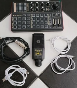 Voice Changer Sound Card - Multiple FX - Sound Mixer Board K300 & LGT240 Mic - Picture 1 of 10