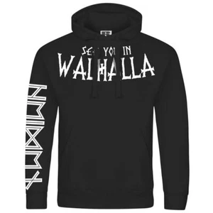 Suéter con capucha para hombre paganos vikingos germanos paganos con escritura rúnica walhalla - Imagen 1 de 6