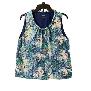 Relativity Womens Size 14 P Blue Sleeveless Tank VNeck Floral Sleeveless Rope B - Imagen 1 de 4