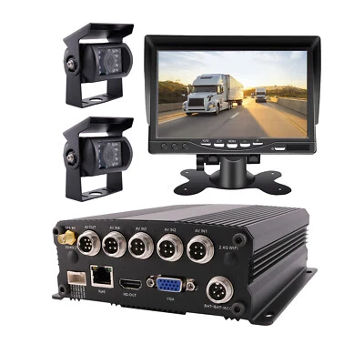 4CH 1080P AHD GPS   Truck DVR MDVR Rear View System 2 AHD IR Camera + 7" Monitor - Image 1 of 4