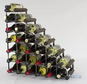 Cranville Weinregal Aufbewahrung 27 Flasche Dunkle Eiche Fleck Holz und Metall - Bild 1 von 5