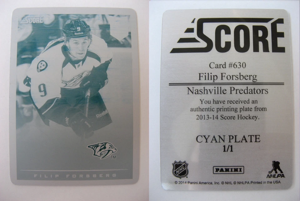 Placa de impresión de partituras 2013-14 cian #630 Hot Rookies Filip Forsberg 1/1 radiocontrol Foto 1 de 1