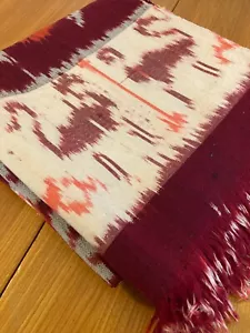Vintage Hand Woven Indonesian Ikat Cloth Textile 46 x 96" Sumba Island Motifs - Picture 1 of 20