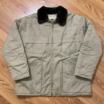Vintage L.L.Bean Heavy Puffer Parka Jacket Fur Collar Large Hunting Outdoor 60s - Image 1 of 4