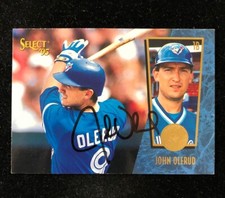 JOHN OLERUD 1995 SELECT AUTOGRAPHED SIGNED AUTO BASEBALL CARD 84 BLUE JAYS