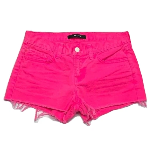 Pantalones Cortos de Denim Marca J Corte Para Mujer Cintura 28" Entrepierna 2" Dobladillo Deshilachado Rosa Foto 1 de 4