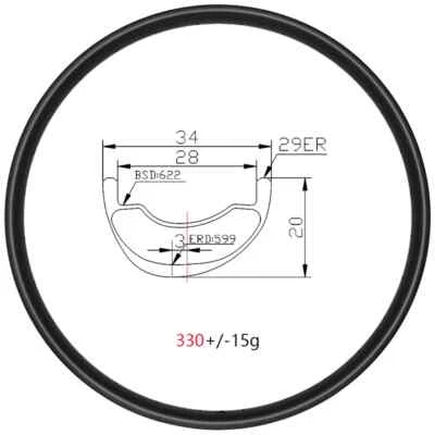 29in MTB XC Bike Carbon Rims Tubeless Asymmetric 34mm Wide 20mm Deep 24 28 32H - Image 1 of 4