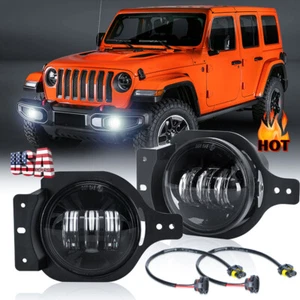 Pair Front Bumper 4" Led Fog Lights Driving Lamp For Jeep JL Gladiator Sport 18+ - Picture 1 of 9