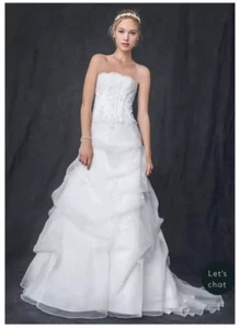 Wedding Dress Sz 12 Ivory Strapless Ball Gown w Pick ups & Corset BRAND NEW - Picture 1 of 8