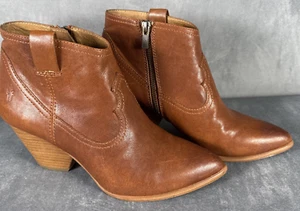 Botas al tobillo occidentales Frye Reina de cuero marrón coñac para mujer talla 8,5 EE. UU. M - Imagen 1 de 13