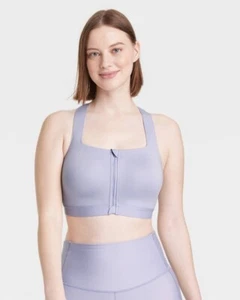 NWT~ All in Motion sz 36B Lilac Sculpt High Support Zip Sports Bra Tank oo18 - Picture 1 of 9