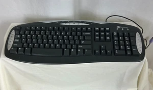GATEWAY KB-0401 Black/Silver Wired PS/2 Multimedia Keyboard - Cleaned and Tested - Picture 1 of 7