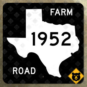 Texas farm to market route 1952 marqueur routier carte de signalisation 1965 16x16