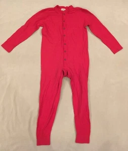 LL Bean Medium Kids Red Wool Blend Union Suit One Piece Long John Boys Girls - Picture 1 of 5