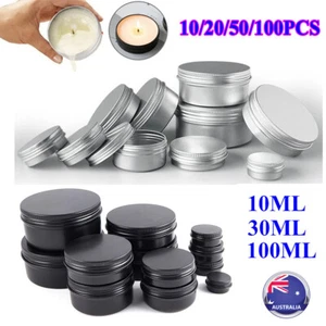 10-50x Aluminum Tin Jar Container with Screw Lid Small Pot for Cosmetic Lip Balm - Picture 1 of 14