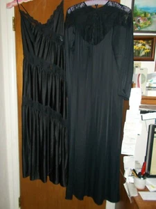 Negligee nightgown robe black Hanson Kickernick 12 14 L - Picture 1 of 4