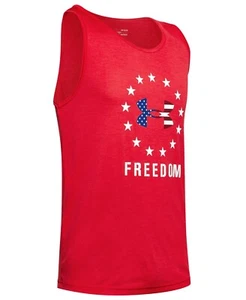 Under Armour Men's Red UA Tech Freedom Logo Graphic Tank Top - Picture 1 of 3
