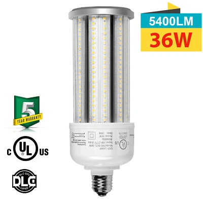 36W LED Corn Light Bulb E26 Base Garage Warehouse High Bay Outside Lights 5000K - Image 1 of 4