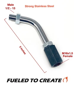 1/2"-13 to M16x1.5 Shift Knob Adapter – Curved Stainless Extension Arm Shifter - Picture 1 of 1