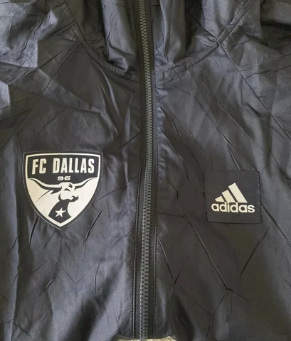 NWT! MLS FC Dallas Lightweight Hooded Jacket Adidas zip-up Crinkle Design SZ 2XL Cover