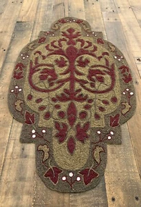 Ashford BROWN & RED BEADED 17x31” Table Runner: Faux Diamonds • Glass Beads - Picture 1 of 11