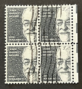 Travelstamps US Stamp 1966 John Bassett Moore Sc #1295 $5 Used Block of 4