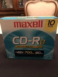 New Sealed - 10 Maxell CD-RB Music 80 min Audio Recording Compact Discs & Cases - Afbeelding 1 van 8