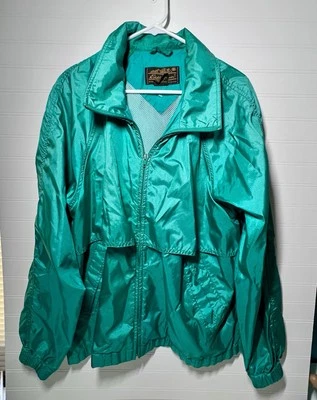 VTG Eddie Bauer Windbreaker Mens Large Full Zip Hooded Green Rain Jacket 90s - Image 1 of 4