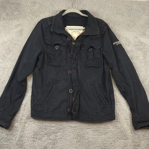 Abercrombie & Fitch Field Jacket Y2K Military Mens Size Small Navy Heavy Canvas - Picture 1 of 11
