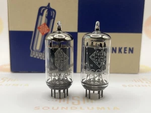 Telefunken ECC82 12AU7 Smooth Plates Matched Pair ◇ Bottom - Berlin '65/66 - NOS - Picture 1 of 7