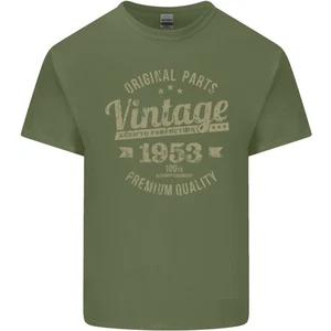 Vintage Año 72nd Cumpleaños 1953 Hombre Luz Camiseta Algodón Verde Militar - Imagen 1 de 3