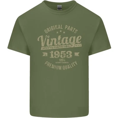 Vintage Año 72nd Cumpleaños 1953 Hombre Luz Camiseta Algodón Verde Militar - Imagen 1 de 2