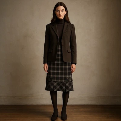 Harold's Classic Chic Black Plaid Pleated Pencil Skirt | Dark Academia Retro - Image 1 of 4