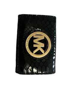 Michael Kors Portafoglio Donna Mini Portamonete Pochette Nero Pelle di Serpente - Foto 1 di 3