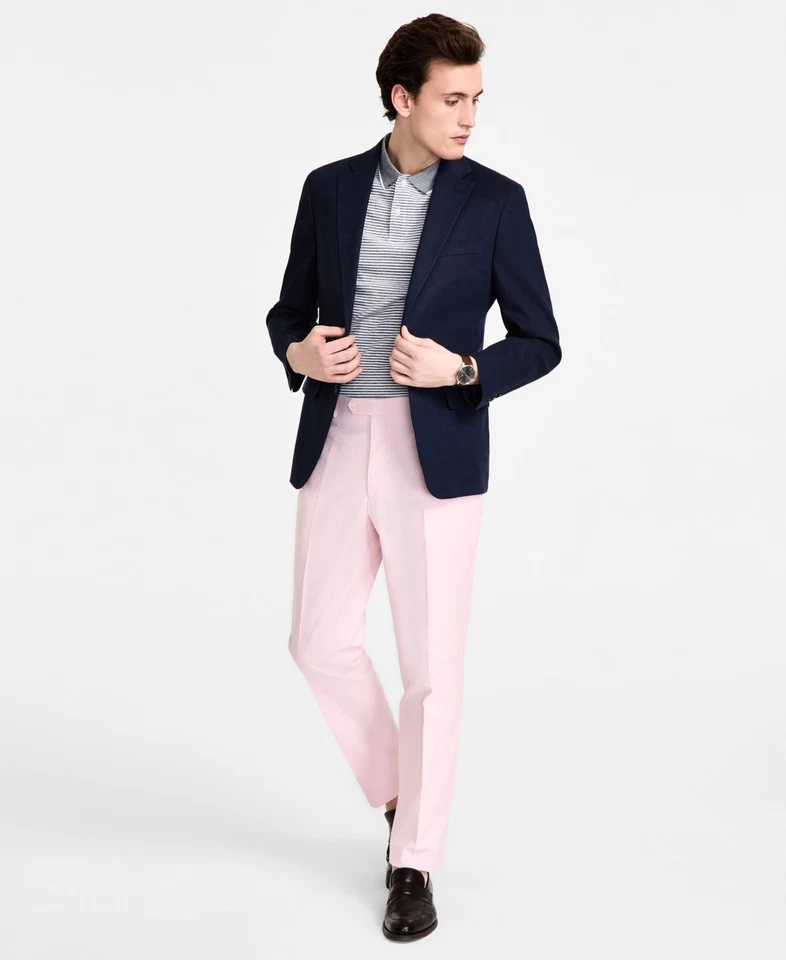 Abrigo Blazer Deportivo Tommy Hilfiger Para Hombres Ajuste Moderno 42 R Azul Marino Lino Sólido Foto 1 de 1