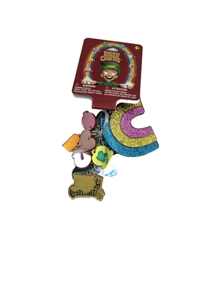 Lucky Charms Rainbow Cereal Marshmallow Charm Keychain New on Card General Mills - Image 1 of 2