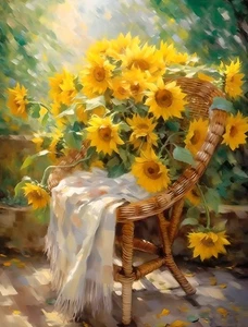 Decoración del hogar arte de pared obra de arte moderna girasol pintura al óleo impresa sobre lienzo 728 - Imagen 1 de 8