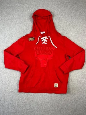芝加哥公牛队连帽衫男式 L 红色 1996 年 NBA 总决赛米切尔和尼斯运动衫 — 第 1/4 张图片