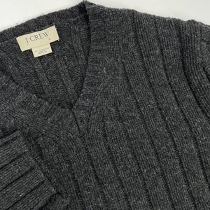 Vintage 90s J.CREW Ruderer Wollpullover Herren L Chunky Ribbed V Neck Fisherman Gray - Bild 1 von 14