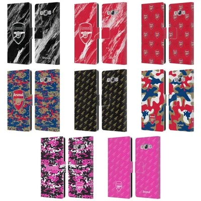 OFFICIAL ARSENAL FC CREST PATTERNS LEATHER BOOK CASE FOR SAMSUNG PHONES 3 - Image 1 of 4